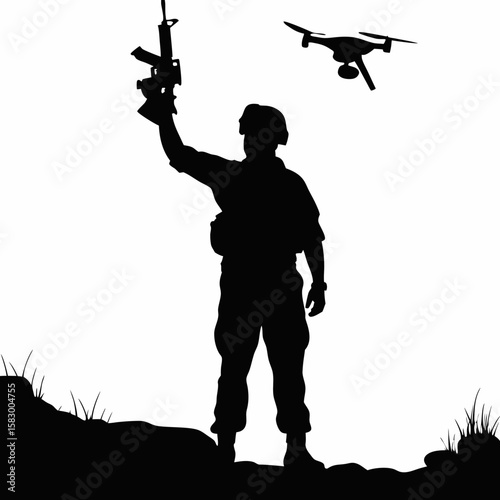 A Lone Soldier Under the Sky of Surveillance, Embodying the Fusion of Courage, Combat Readiness, and Cutting-Edge Warfare Intelligence"