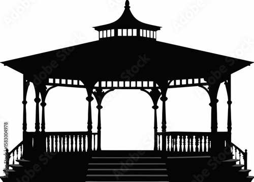 Gazebo Silhouette  Elegant Outdoor Pavilion Design