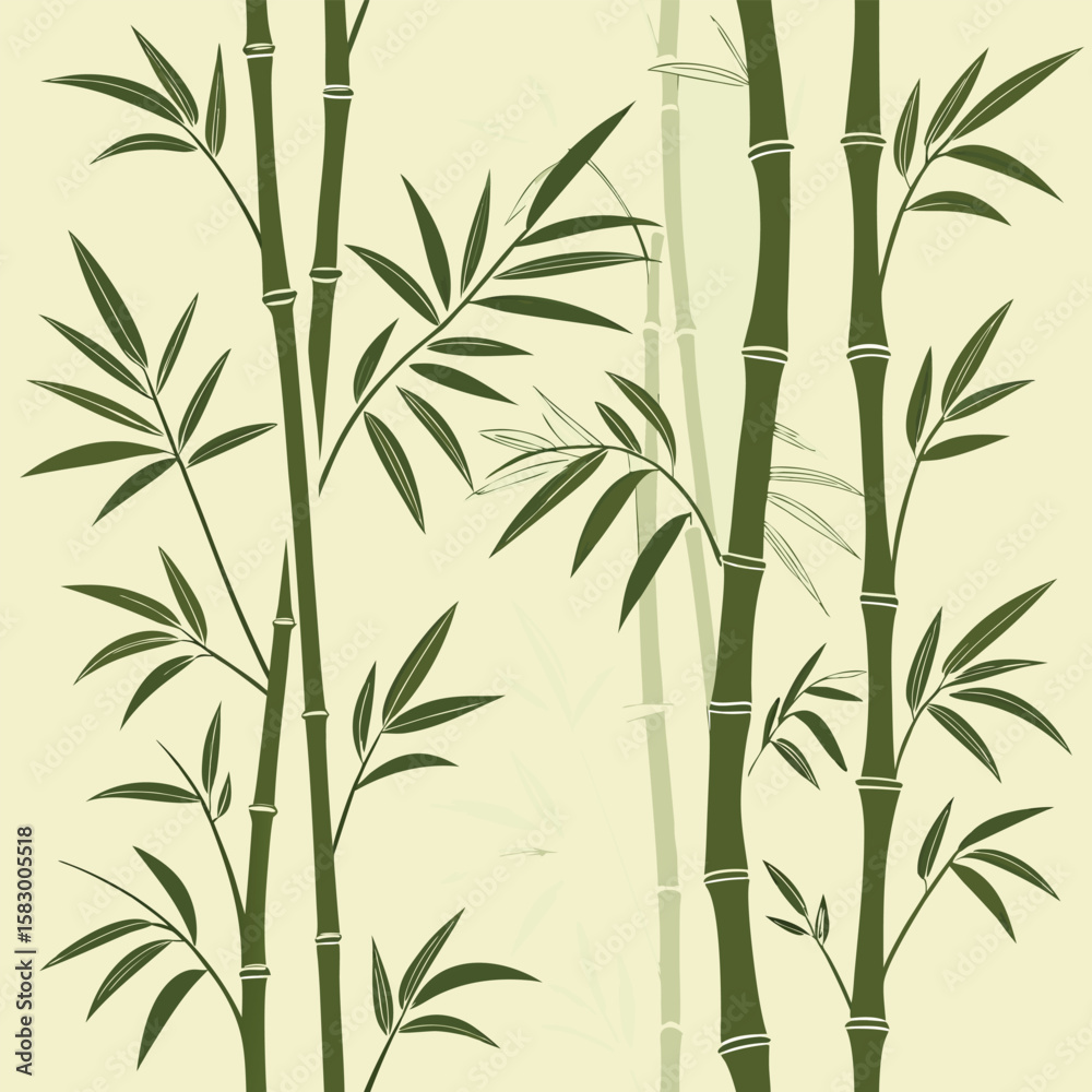 Fototapeta premium Elegant bamboo silhouettes against a neutral backdrop suitable for natural and asian-inspired designs