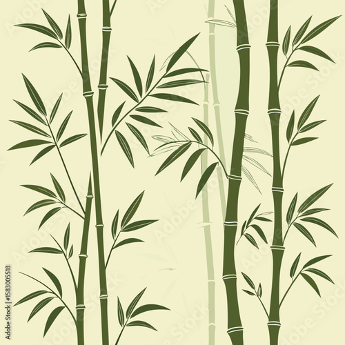Elegant bamboo silhouettes against a neutral backdrop suitable for natural and asian-inspired designs