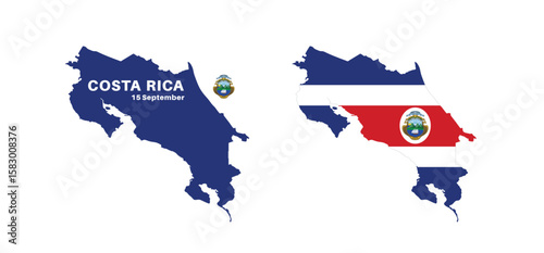 Set of isolated costa rica maps. costa rica flag overlaid with flag proportions. Maps and traveling around the world