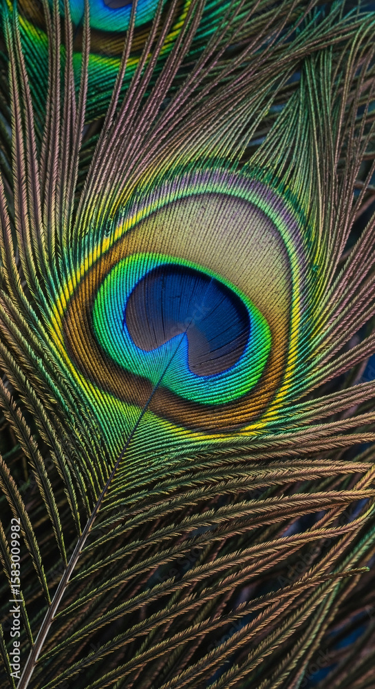 Fototapeta premium Stunning Peacock Feather Detail with Vivid Colors