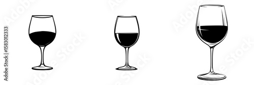 Selection of black icon wine glasses showing different shapes and sizes for various occasions and preferences