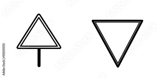 Black icons depicting triangular shapes on a simple background in a minimalist style suitable for various design projects