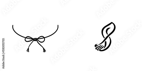 Black icon depicting a knot and a flowing design reflecting elegance and simplicity in modern graphic art