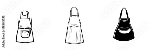 Variety of black apron designs showcasing unique styles and details for culinary enthusiasts and professionals alike