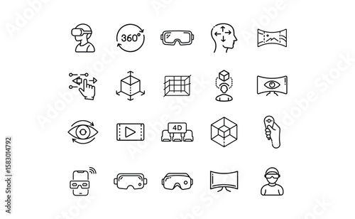 Virtual Reality and Augmented Reality Icons.