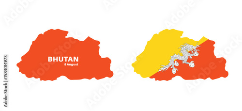 Set of isolated bhutan maps. bhutan flag overlaid with flag proportions. Maps and traveling around the world