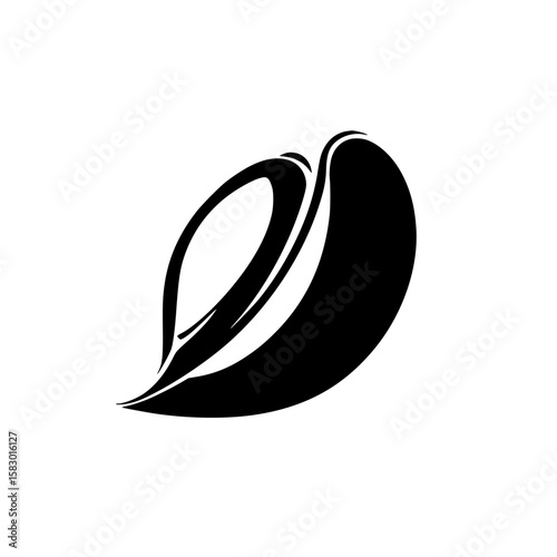 Stylized black leaf icon depicting organic themes suitable for eco-friendly branding and design projects