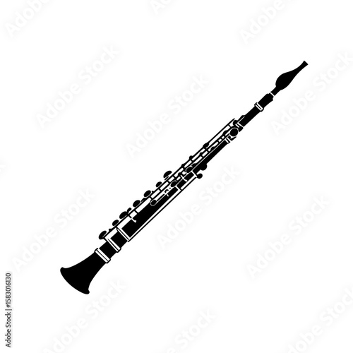Black oboe icon designed for music-related themes or artwork in educational and creative contexts
