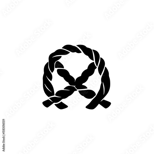 Creative black icon featuring intertwined braids, showcasing a modern design with elegance and simplicity
