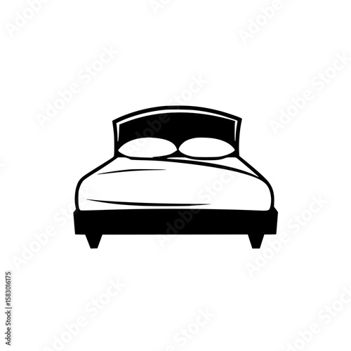 Black bed icon representing comfort and relaxation for home decor purposes in interior design projects