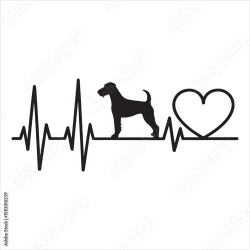Airedale Terrier with Heartbeat Line