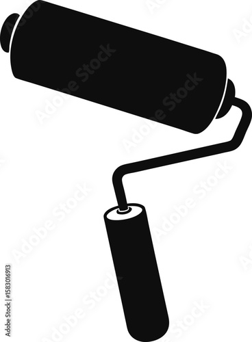 Paint Roller Tool Design Home Improvement Construction and Painting Service Silhouette