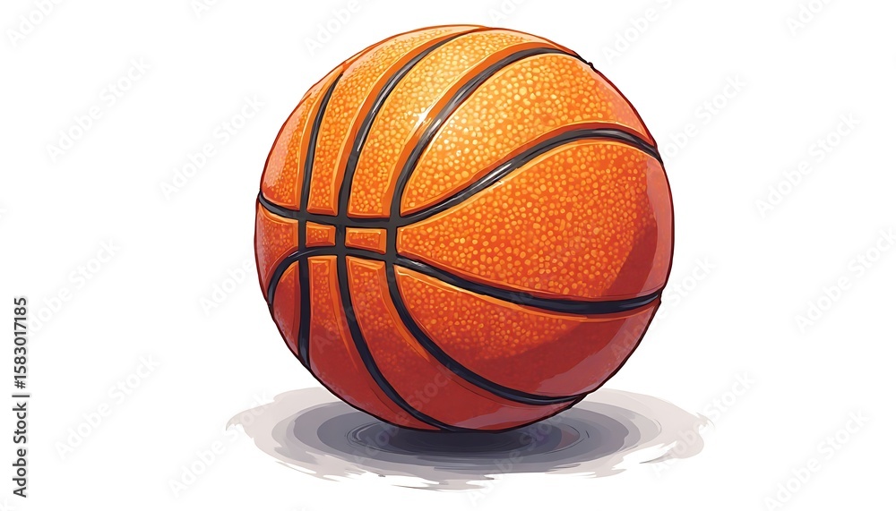 Fototapeta premium Isolated Basketball Illustration in Orange with Black Lines on White Background