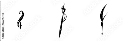 Artistic black icons representing various abstract shapes and forms suitable for digital designs and creative projects