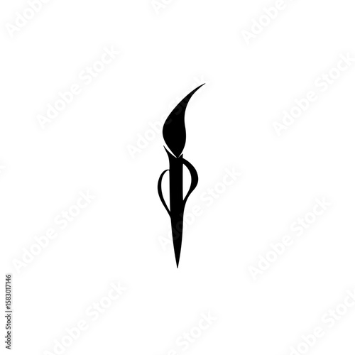Creative black icon representing a brush or tool used for artistic expression and design