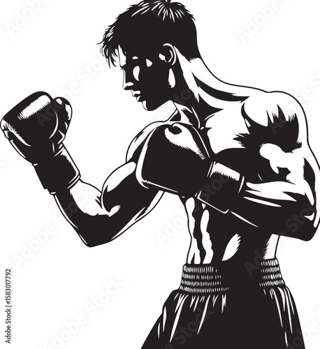 Boxer Dog Silhouette Illustration with Strong Lines and a Modern Feel silhouette