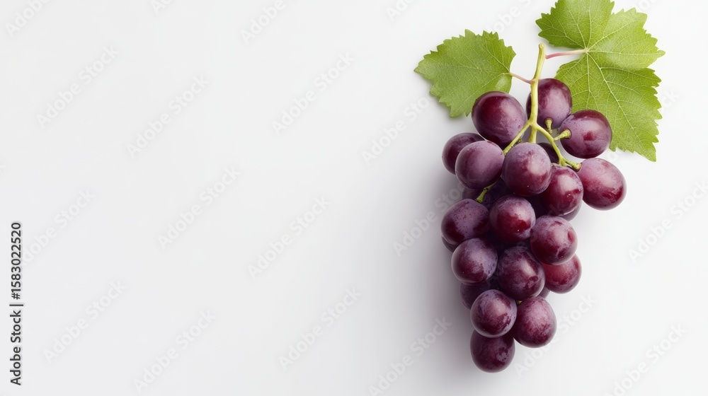 Fototapeta premium Minimalist style grape photo on white, high-resolution, catalog shot