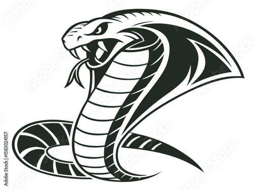 Aggressive Cobra Emblem Design in Monochrome Style