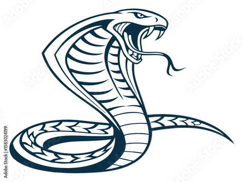 Aggressive Cobra Emblem Design in Monochrome Style