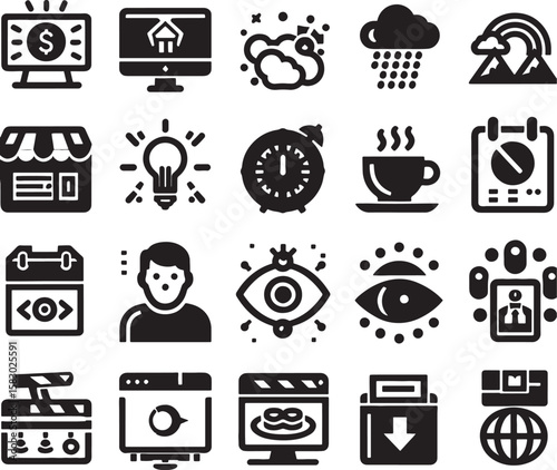 Food and drink vector icon set for web design