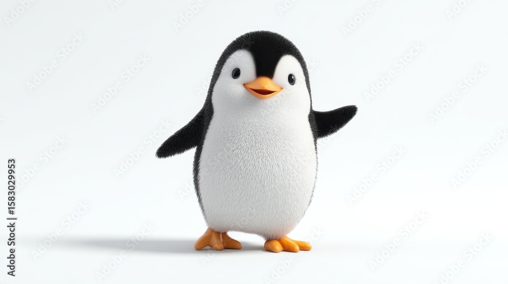 Naklejka premium Cute Penguin Standing and Waving