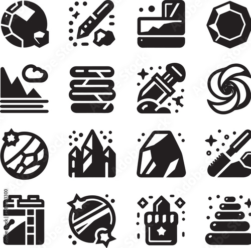 Stock vector icon set for school, travel, hotel, and business