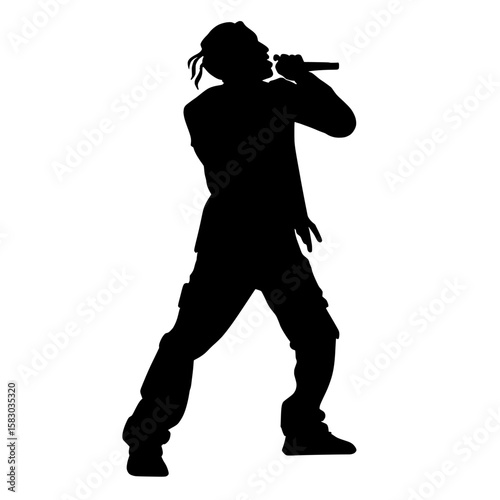 Hip Hop Singer modern illustration in silhouette on a white background