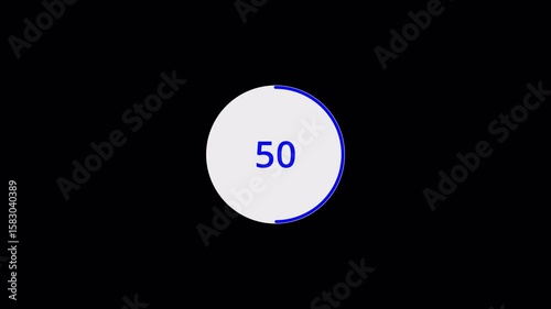 Round circle progress bar animation on black background, simple circle progress bar 0 to 100 percentage animated.