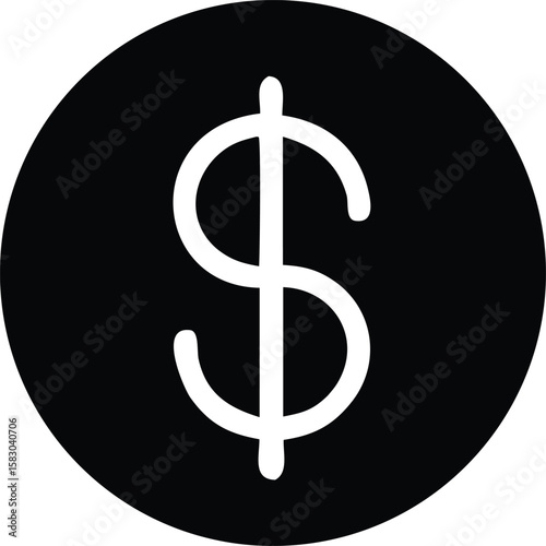 Bold white dollar sign symbol centered within a stark black circle representing financial concepts and monetary value