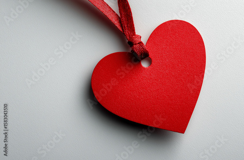 red heart ribbon on a white background