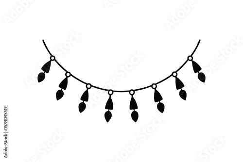 Elegant Decorative Garland with Geometric Pendants Hanging from a Delicate String Presented in a Striking Silhouette simple garland featuring geometric pendants shown