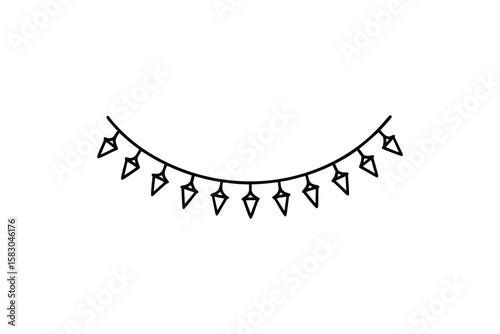 Festive Diamond Shaped Party Lights Hanging in a Semicircle Garland Perfect for Celebrations and Decorations Silhouette silhouette style illustration hanging diamond shaped