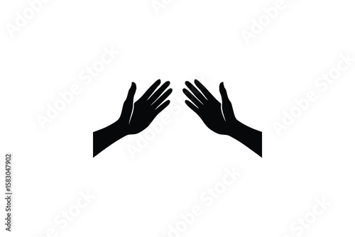 Two Hands Reaching Outward in a Gesture of Connection or Separation Depicted in a Striking Silhouette silhouette The image features two hands