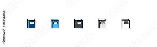Flat Icons of Books in Different Colors Simple, flat icons depicting various colored books.