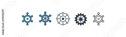 Four interconnected graphic icons, representing various connection styles. This image features four distinct graphic icons, each representing a different style of connection or network. 