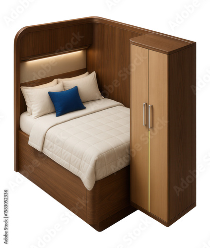 Aft cabin with queen-size berth and built-in wardrobe