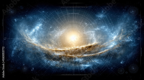Futuristic Cosmic Nebula with Galactic Plasma Sunburst in Deep Space Exploration Concept Art. Concept of unknown interstellar visitor