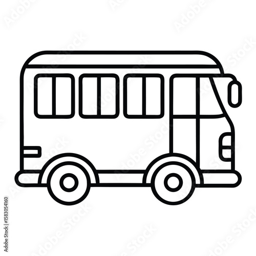 Stylized green and white bus illustration isolated on white background