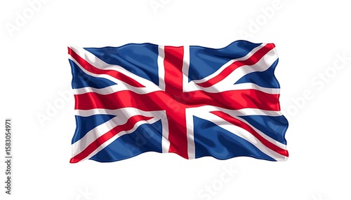 Waving United Kingdom Flag Illustration with Vibrant Colors and Detailed Design
