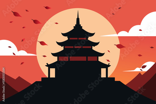 Ancient Chinese temple architecture silhouetted against the night sky in Beijing, a landmark of religion and culture