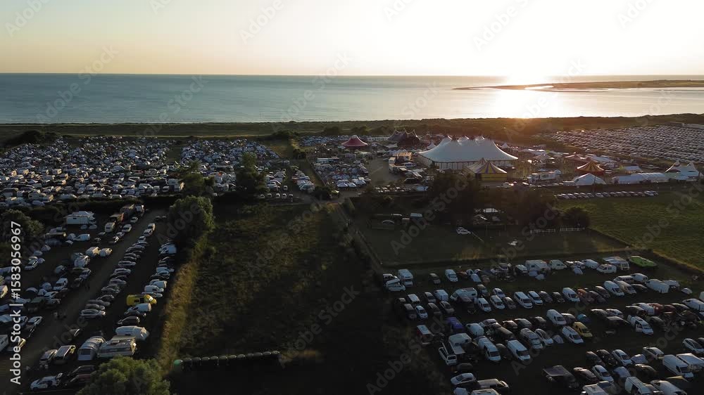 Drone footage captures the vibrant atmosphere of the 