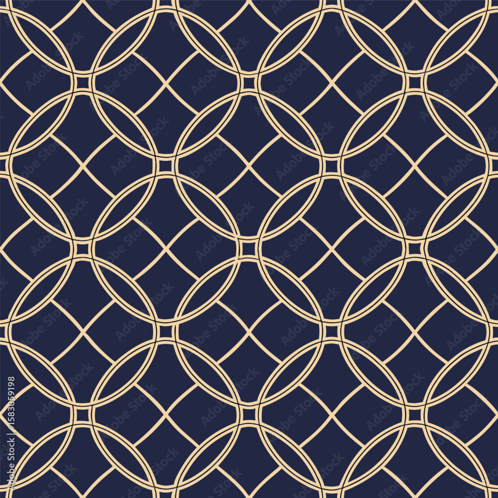 Naklejka premium Geometric art deco pattern in navy and beige perfect for seamless background designs