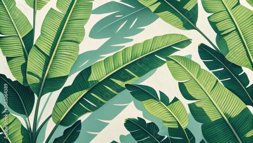 Lush Tropical Leaves with Shadows on Soft Background for Nature Inspirations