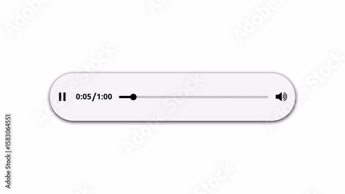 1 minute media player sign template animation on white background, simple multimedia player template sign animated with alpha channel.