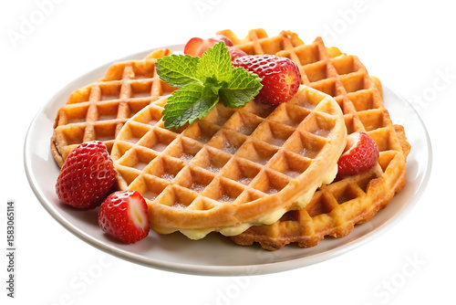 plate of Belgian waffle image isolated on a transparent background