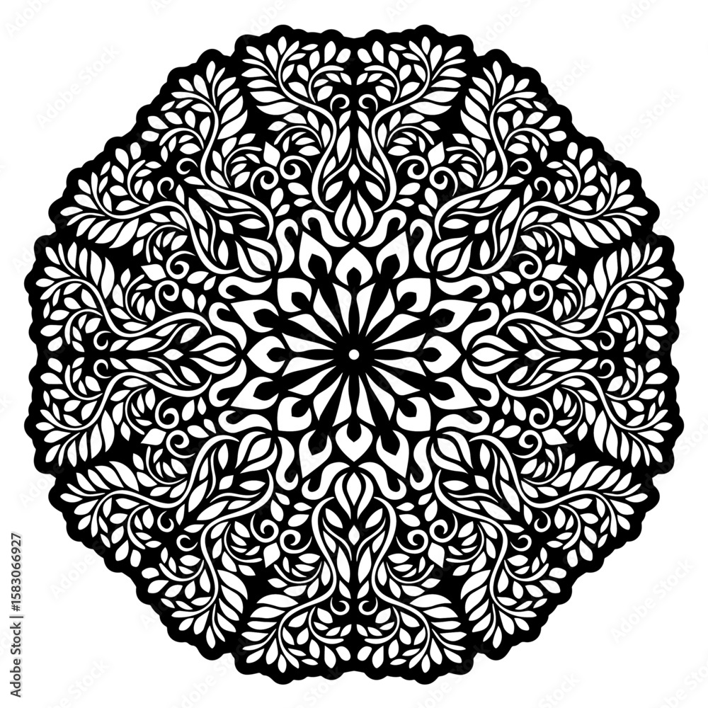 Fototapeta premium Mandala, Background, Graphic, Graphic Mandala, art back adn white, elegant and classy mandala design for coloring book, mandala art for adults, teens and kids coloring book