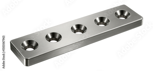 Flat straight bracket with countersunk holes for flush mounting in woodworking projects.
