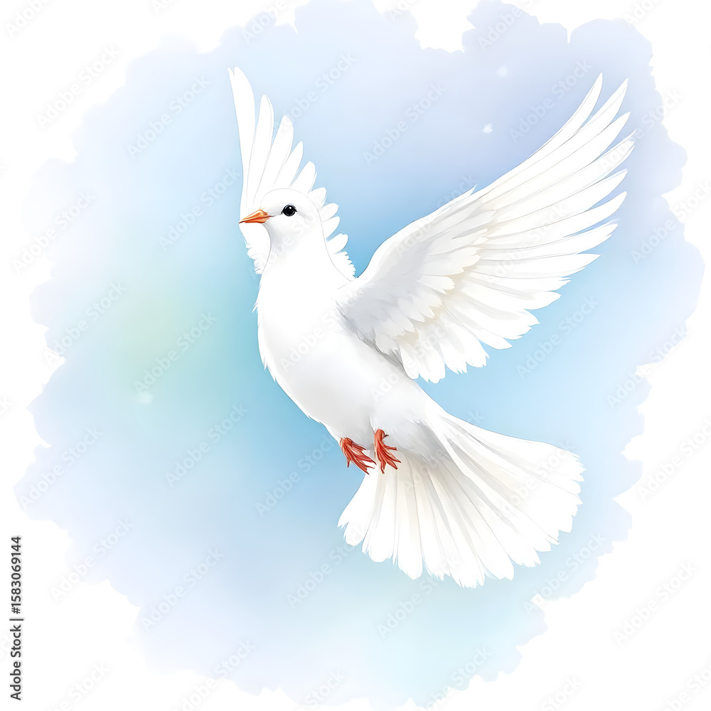 Obraz premium white dove on blue sky isolated on white background PNG 